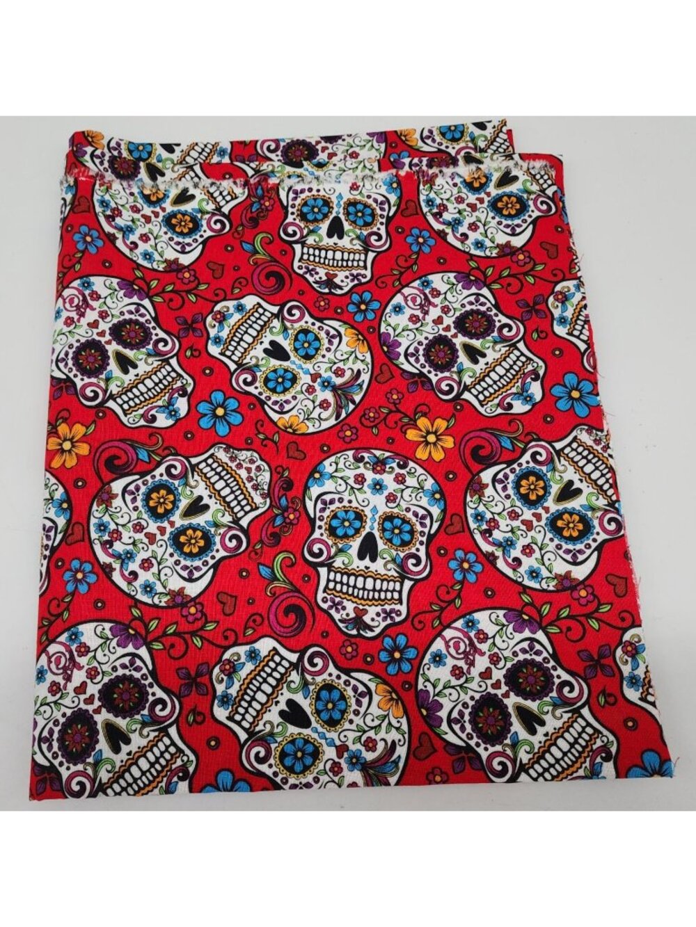 Quilting Craft Fabric Red Sugar Skull Cotton Blend David Textiles 1yd-9"